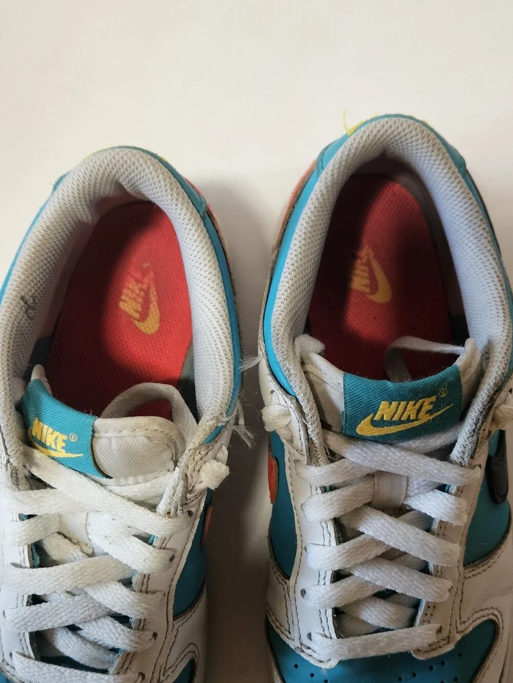 Nike Dunk Low Retro Dusty Shoes Kids Size 5Y White Teal Sneakers